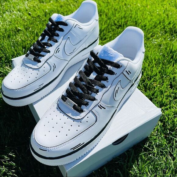 NIKE AIR Force 1 Custom Black Comic Book Pop Art Sneakers NWB - Picture 6 of 7